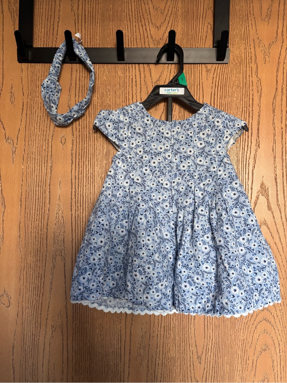Blue Floral Baby Dress with Headband 24M